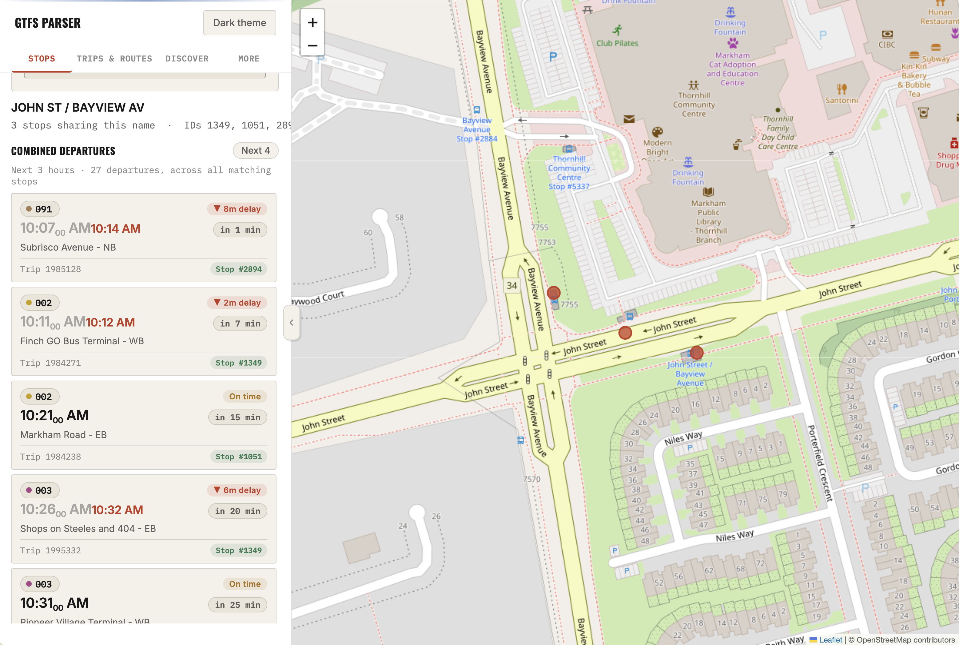 GTFS Parser screenshot